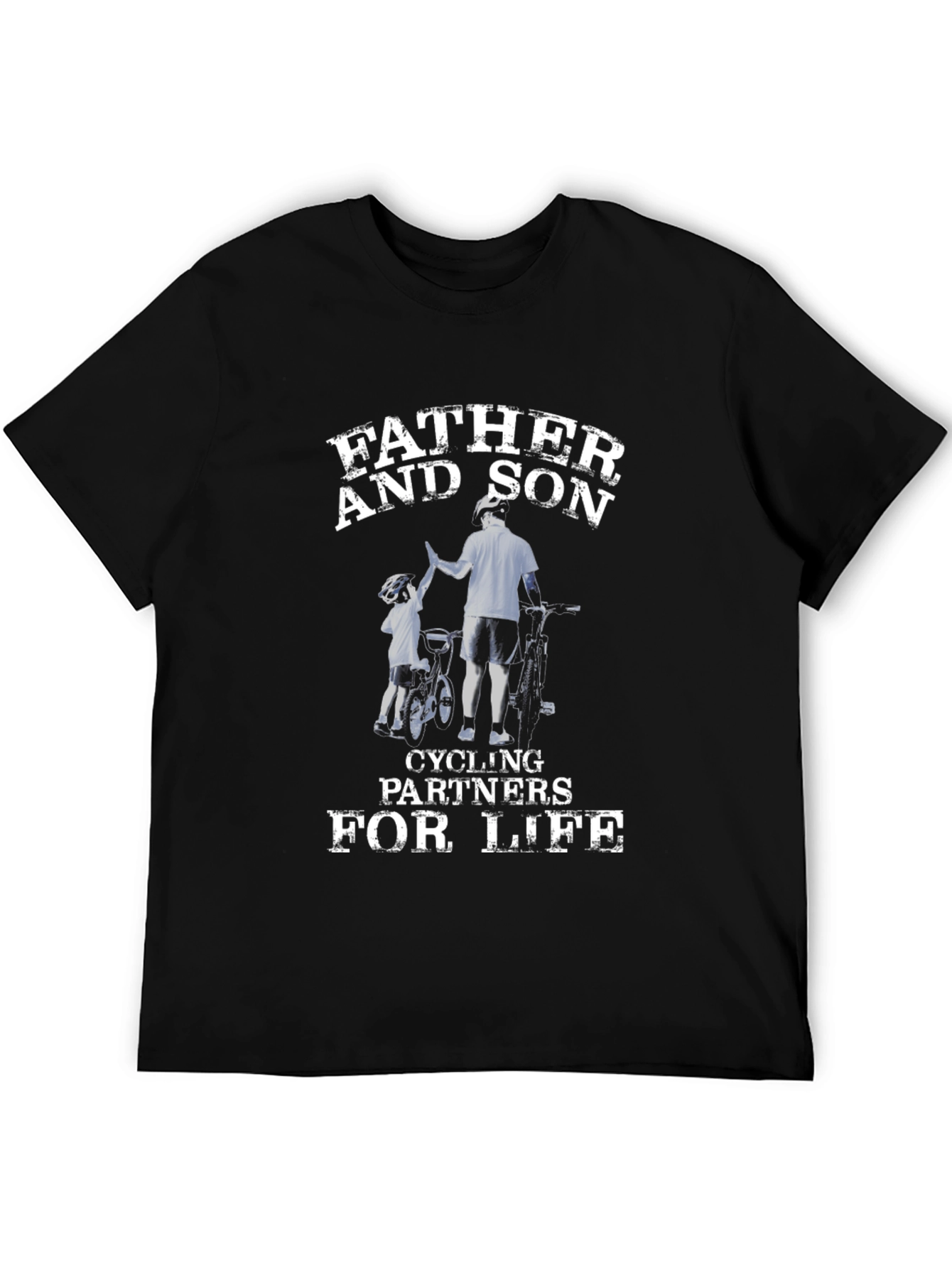 Father and Son Cycling Partners Black T-Shirt