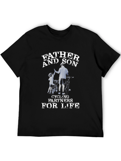 Father and Son Cycling Partners Black T-Shirt