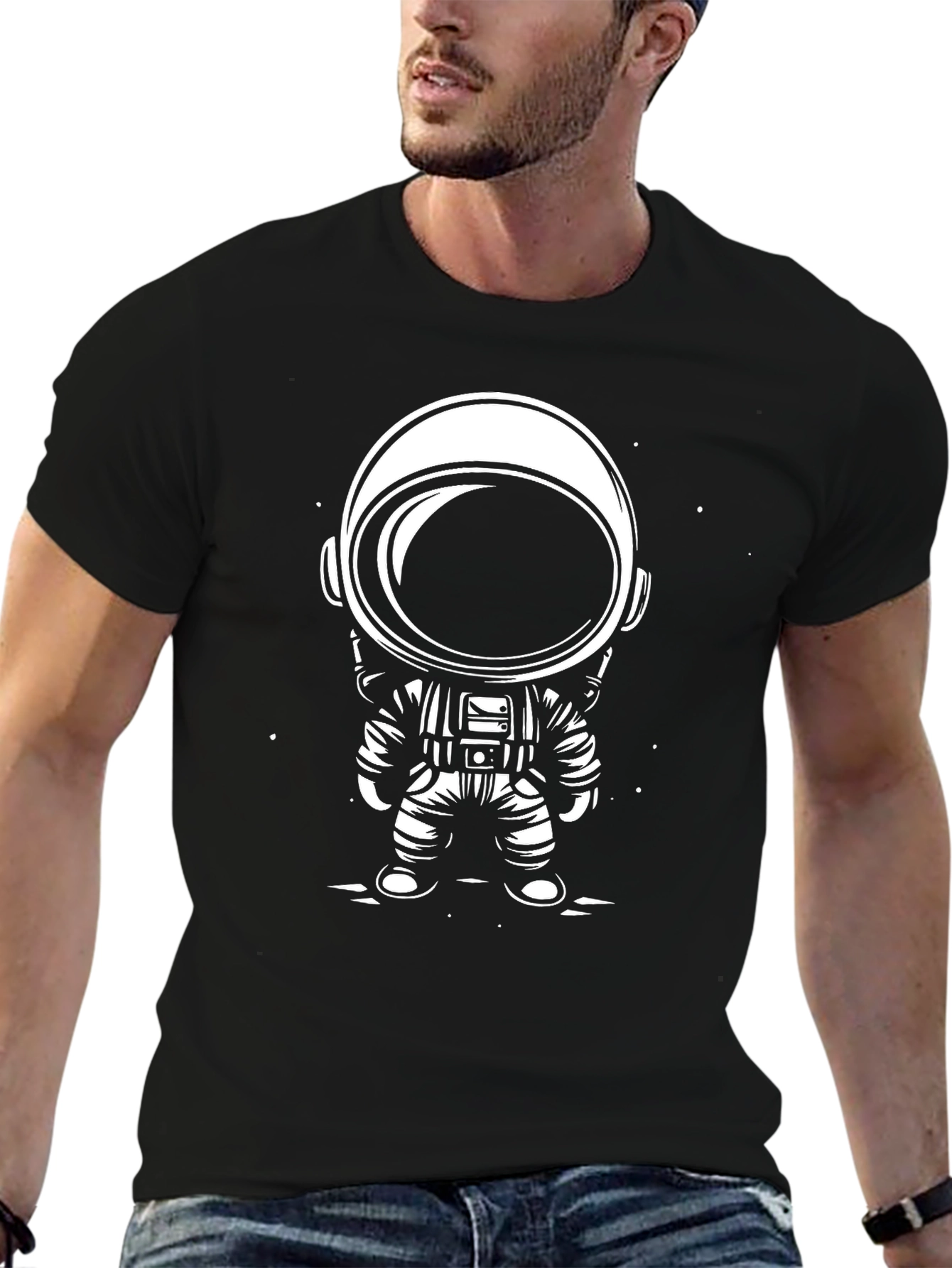 Cool Astronaut Graphic Black T-Shirt