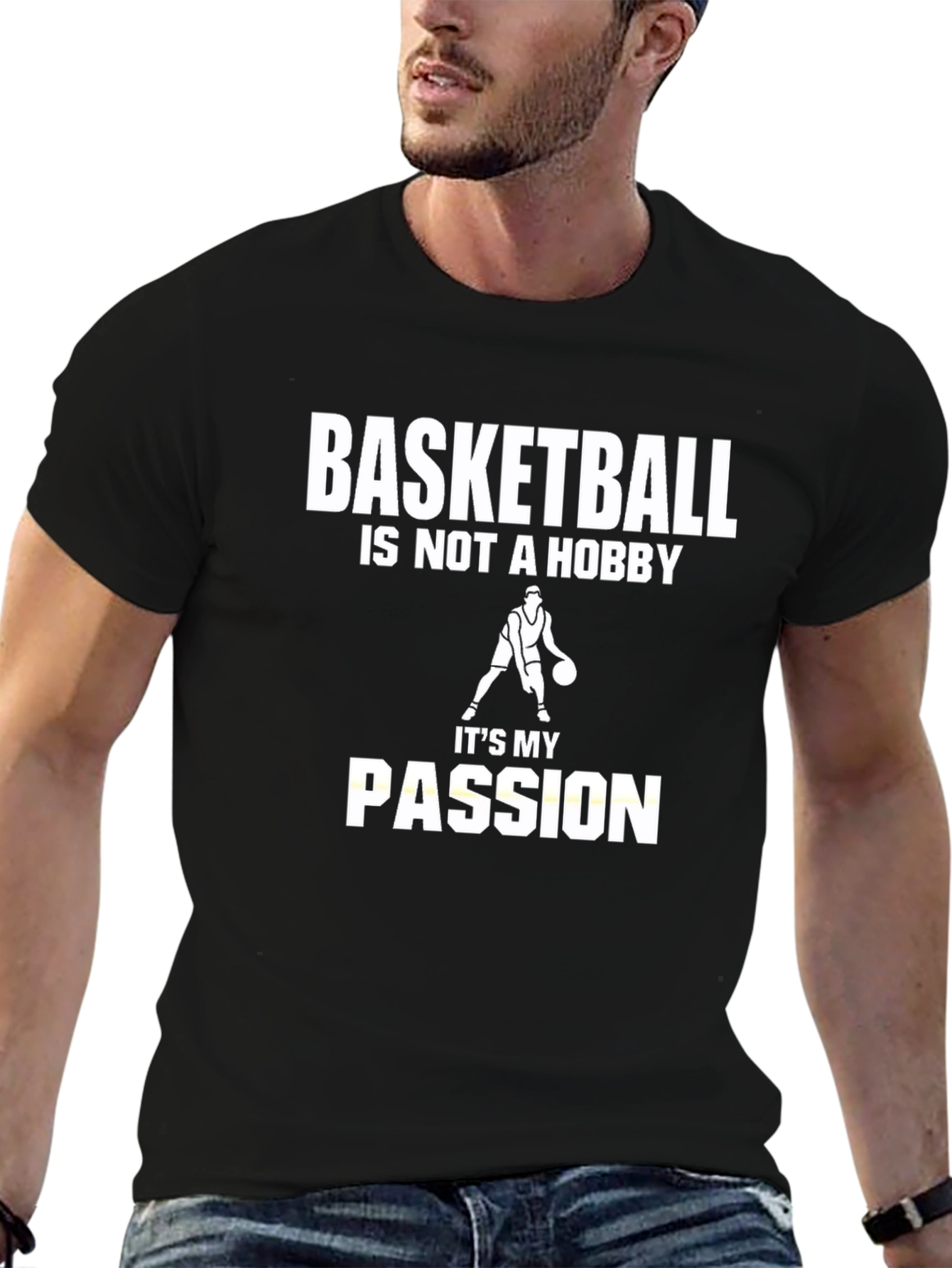 Basketball Passion Graphic Tee - Black Cotton T-Shirt