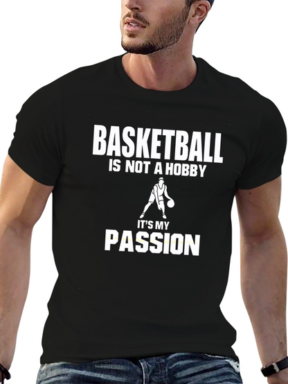 Basketball Passion Graphic Tee - Black Cotton T-Shirt