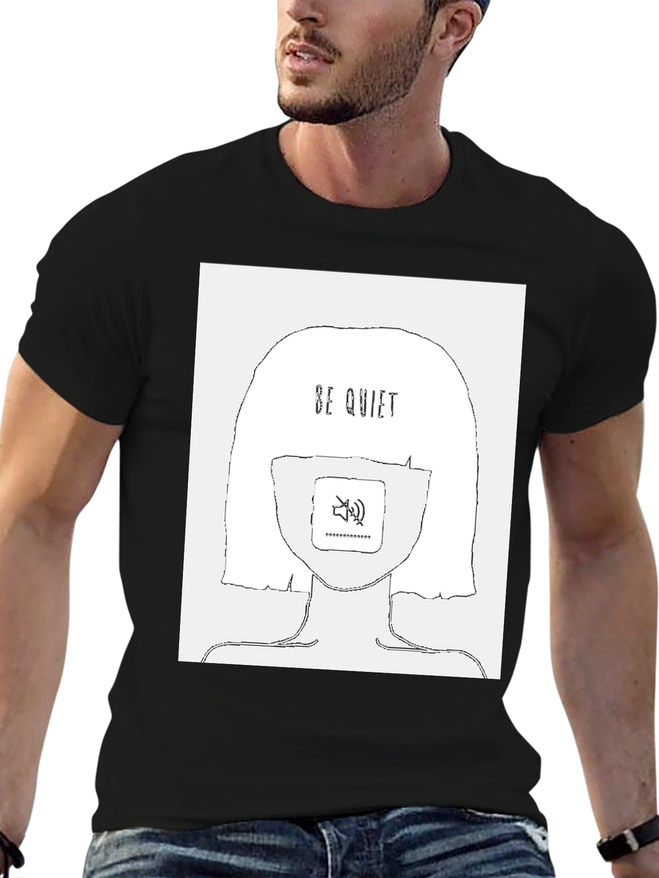 Be Quiet Graphic Tee - Stylish Unisex Black T-Shirt