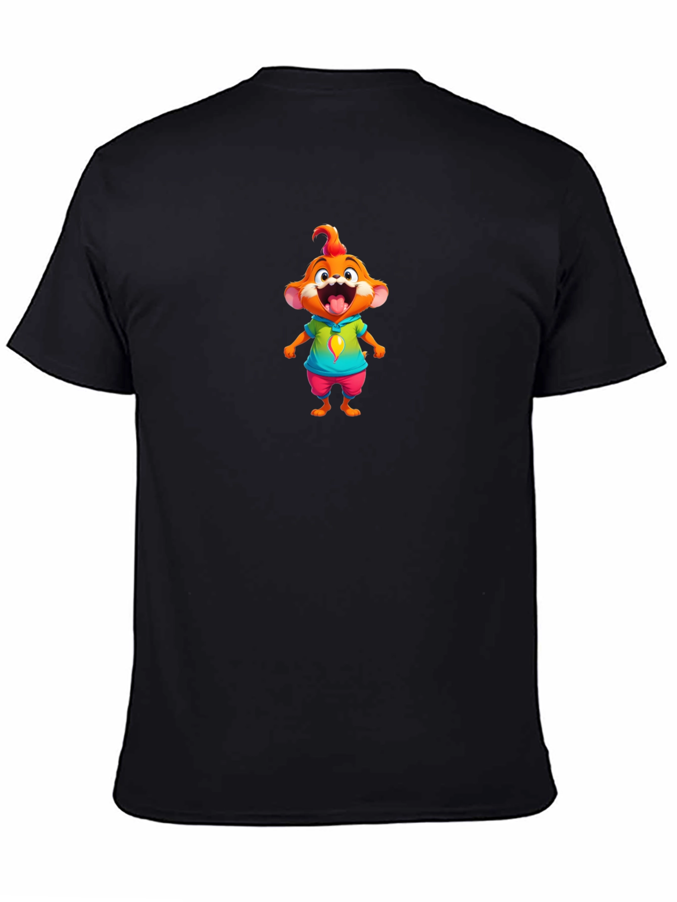 Cartoon Character Graphic Tee - Black T-Shirt