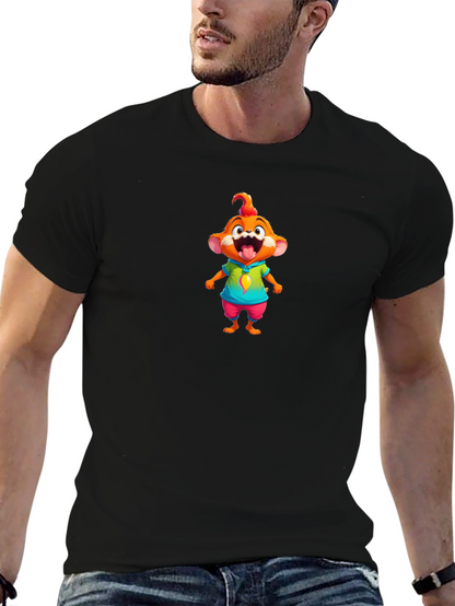 Cartoon Character Graphic Tee - Black T-Shirt