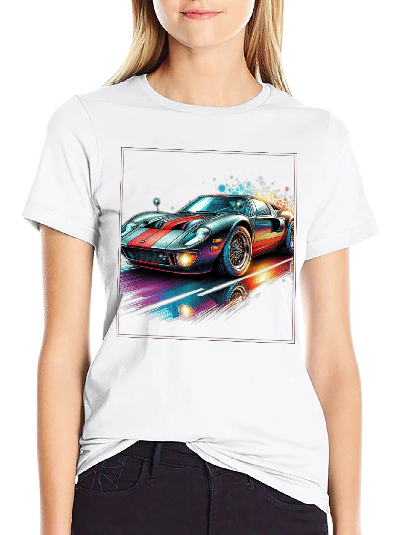 Retro Racing Car Graphic Tee - Black