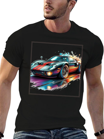 Retro Racing Car Graphic Tee - Black