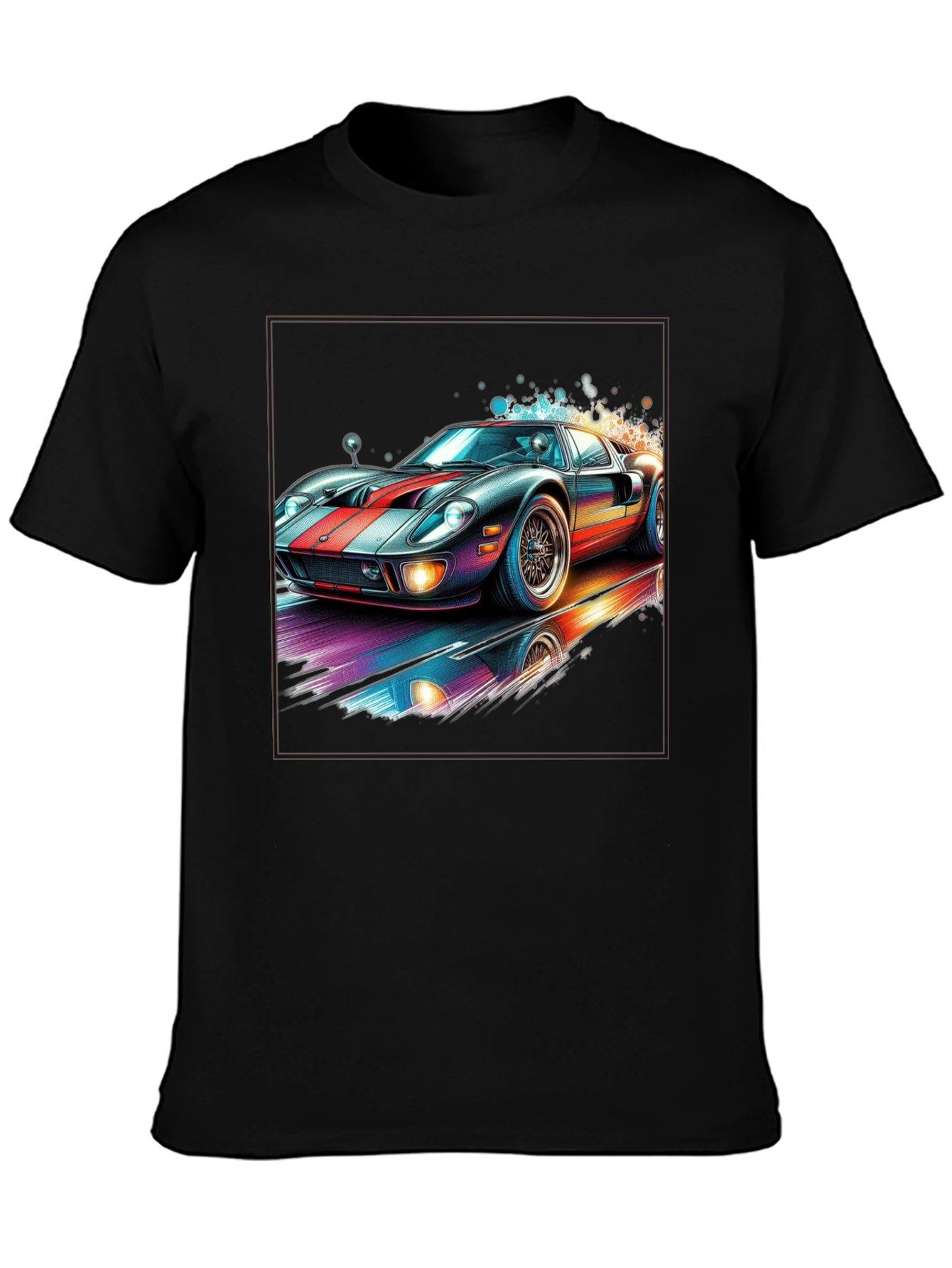 Retro Racing Car Graphic Tee - Black