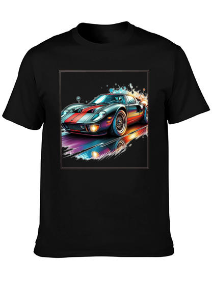 Retro Racing Car Graphic Tee - Black