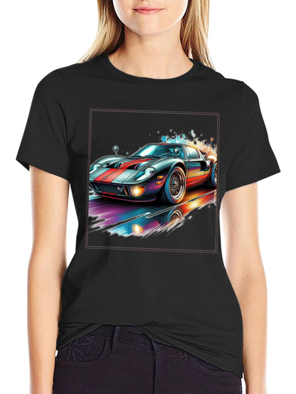 Retro Racing Car Graphic Tee - Black