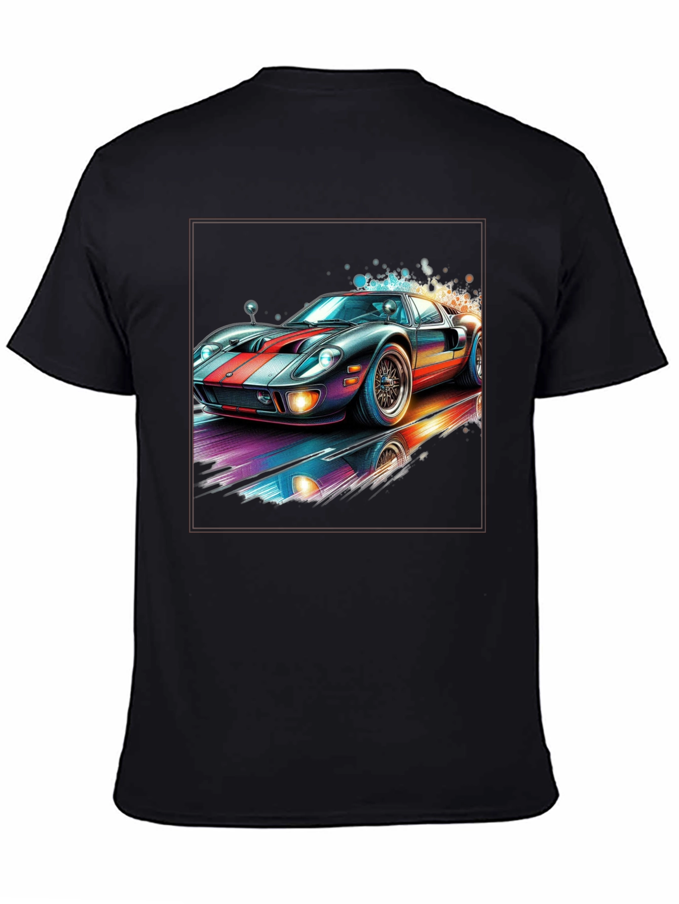Retro Racing Car Graphic Tee - Black