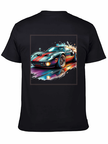 Retro Racing Car Graphic Tee - Black