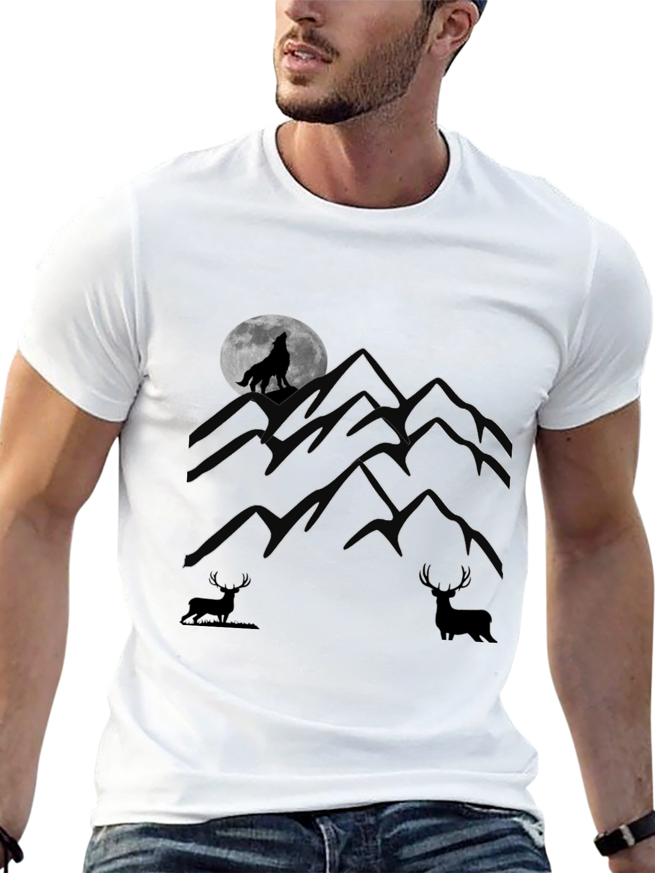 Wolf Howling Moon Graphic Tee