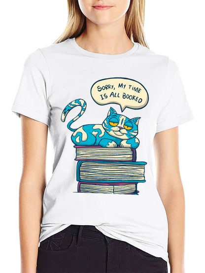Booked Cat Graphic T-Shirt
