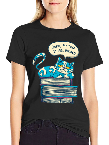 Booked Cat Graphic T-Shirt