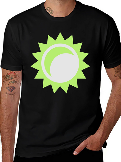 Trendy Black T-Shirt with Sun Graphic