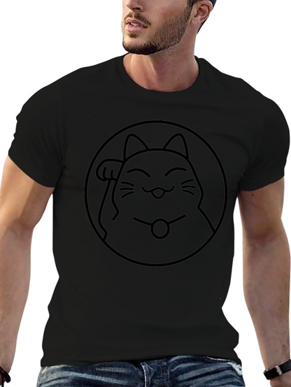 Lucky Cat Graphic T-Shirt - Black