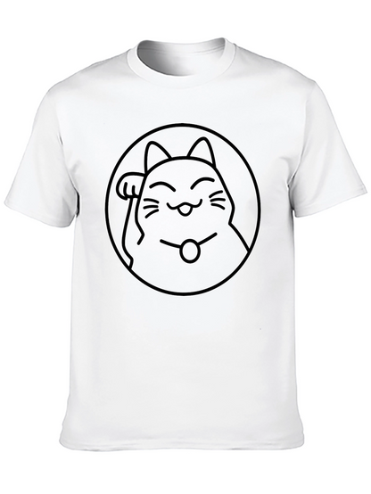 Lucky Cat Graphic T-Shirt - Black