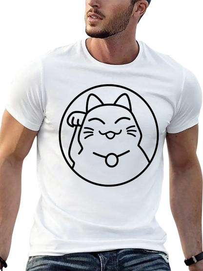Lucky Cat Graphic T-Shirt - Black