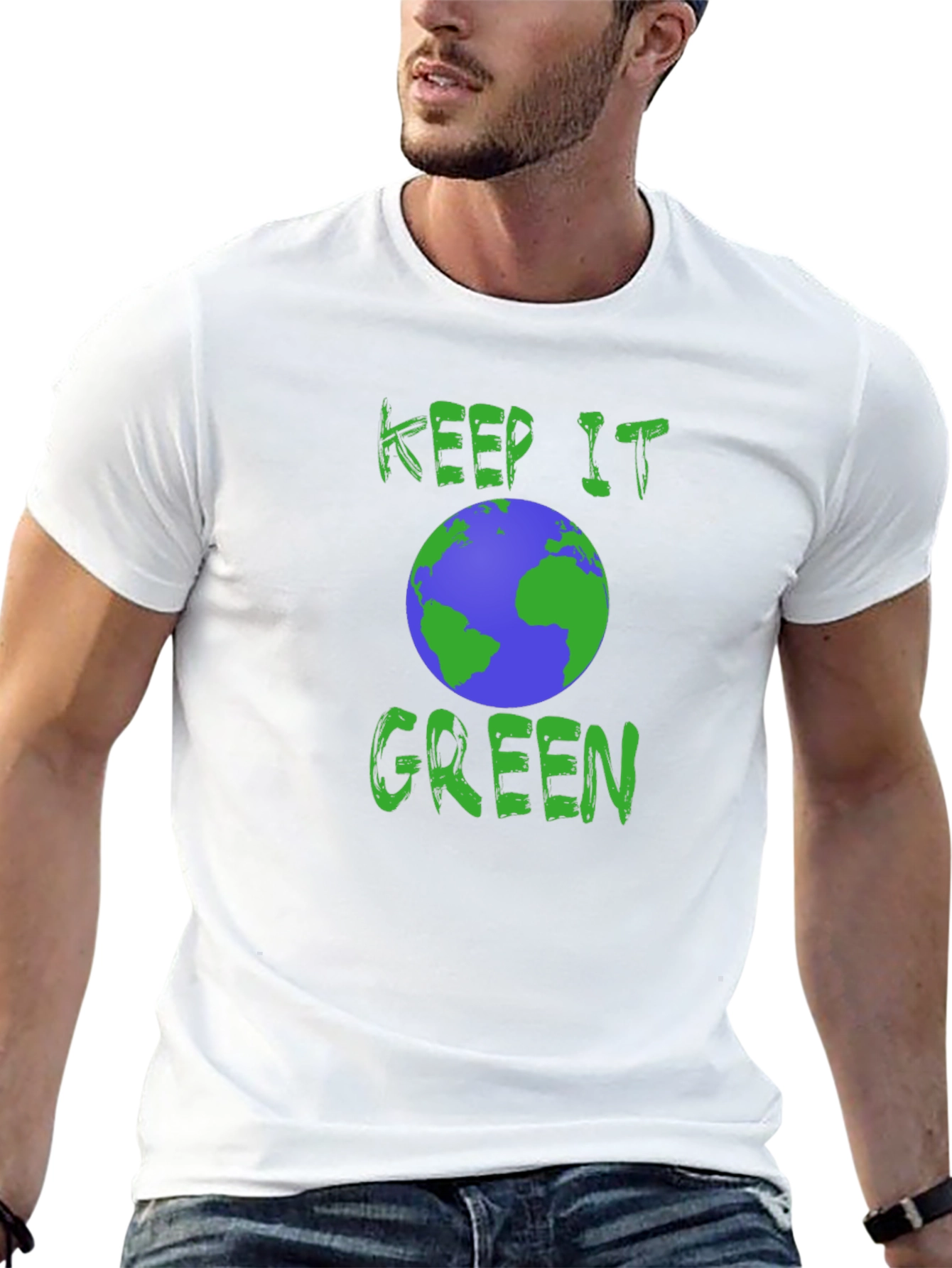 Keep It Green Earth Graphic Tee - Eco-Friendly Design