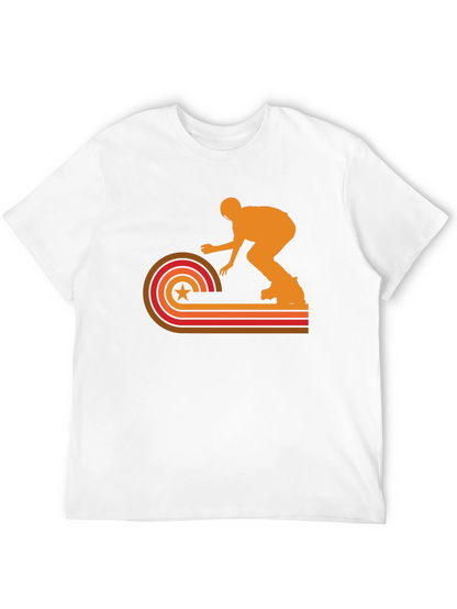 Retro Skater Graphic Tee - Black Cotton T-Shirt