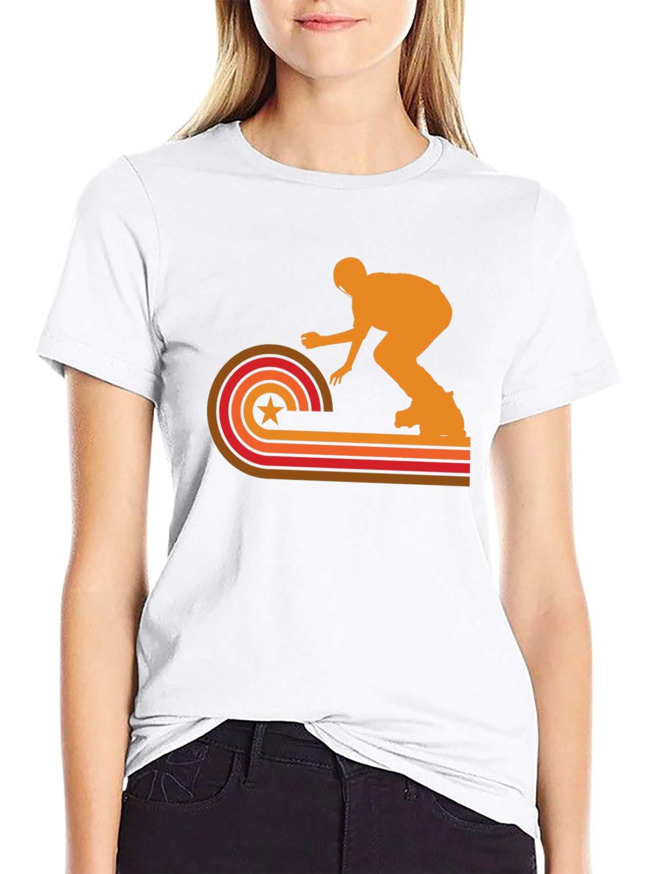 Retro Skater Graphic Tee - Black Cotton T-Shirt