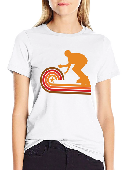Retro Skater Graphic Tee - Black Cotton T-Shirt