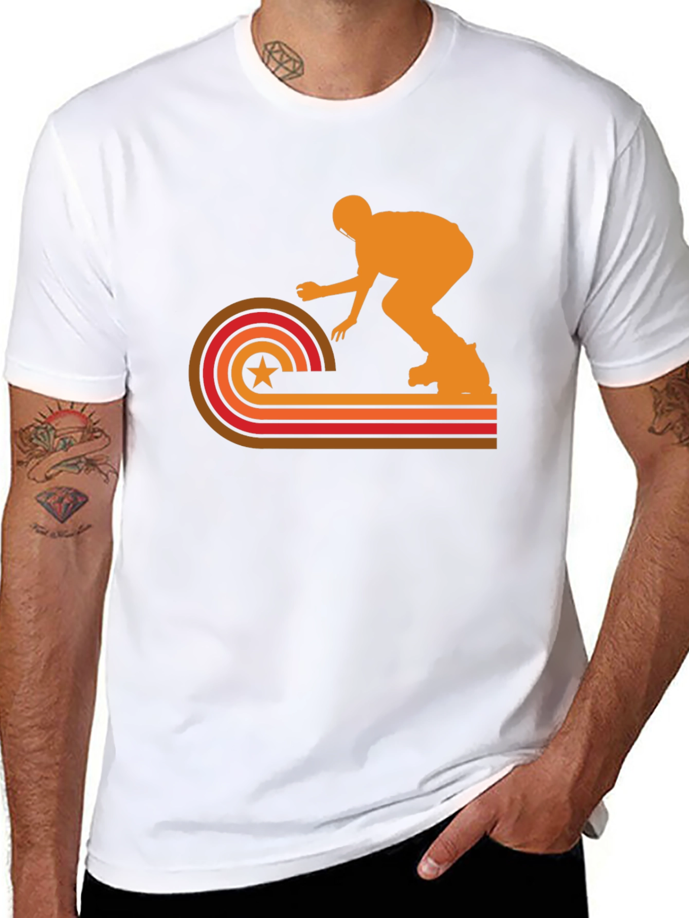 Retro Skater Graphic Tee - Black Cotton T-Shirt