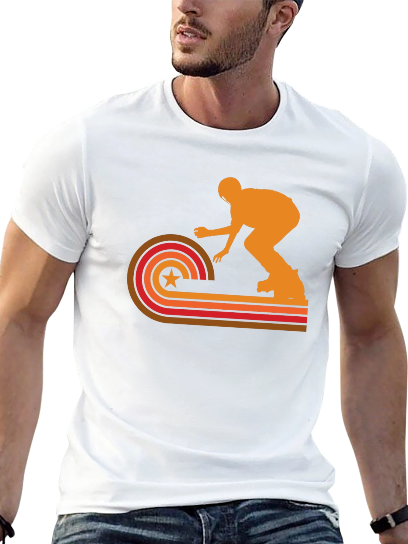 Retro Skater Graphic Tee - Black Cotton T-Shirt