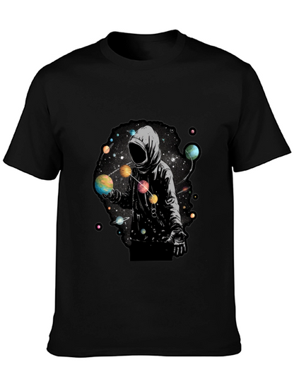 Cosmic Hoodie Graphic Tee - Black