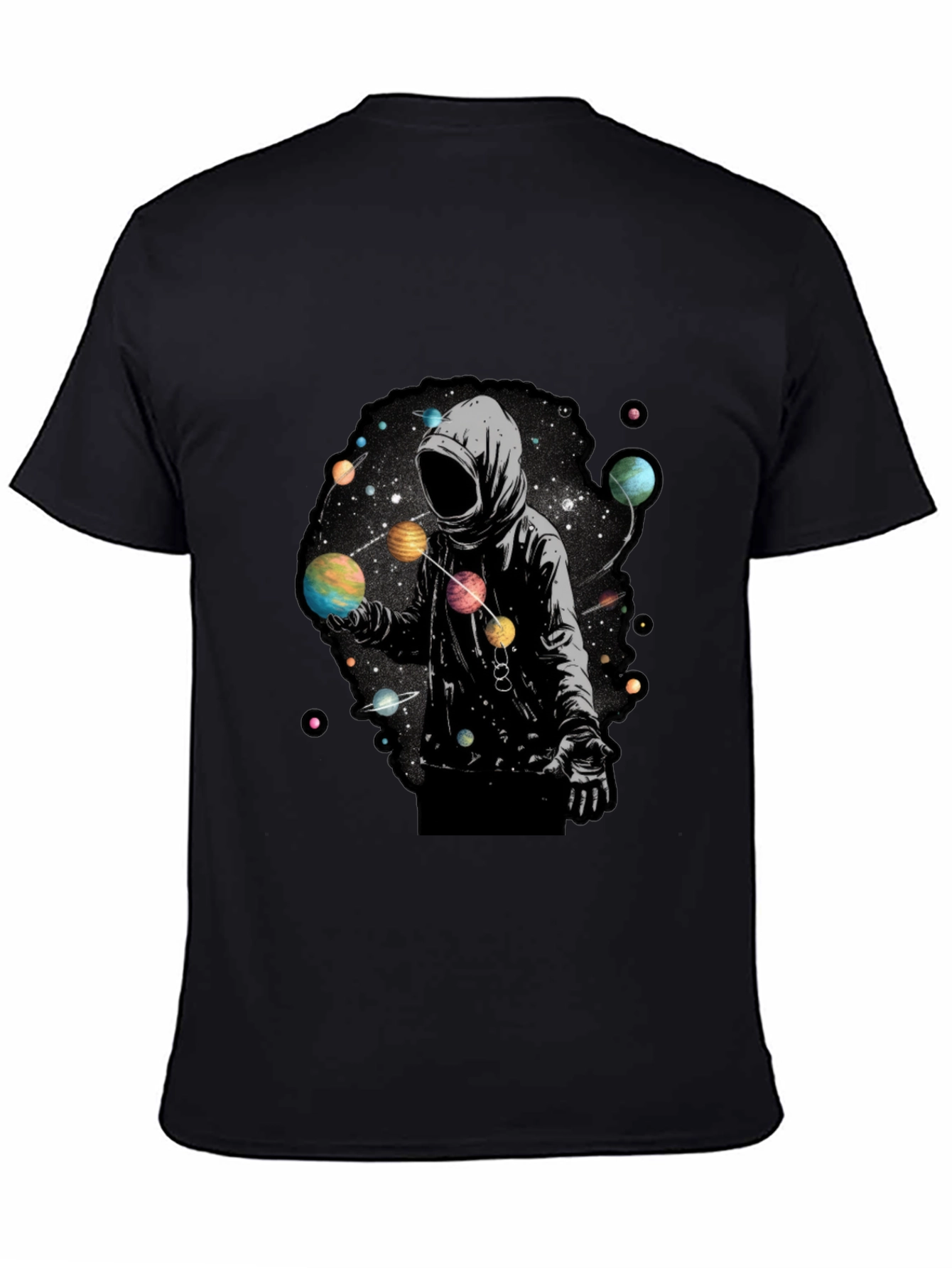 Cosmic Hoodie Graphic Tee - Black