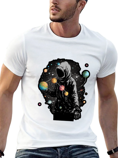 Cosmic Hoodie Graphic Tee - Black