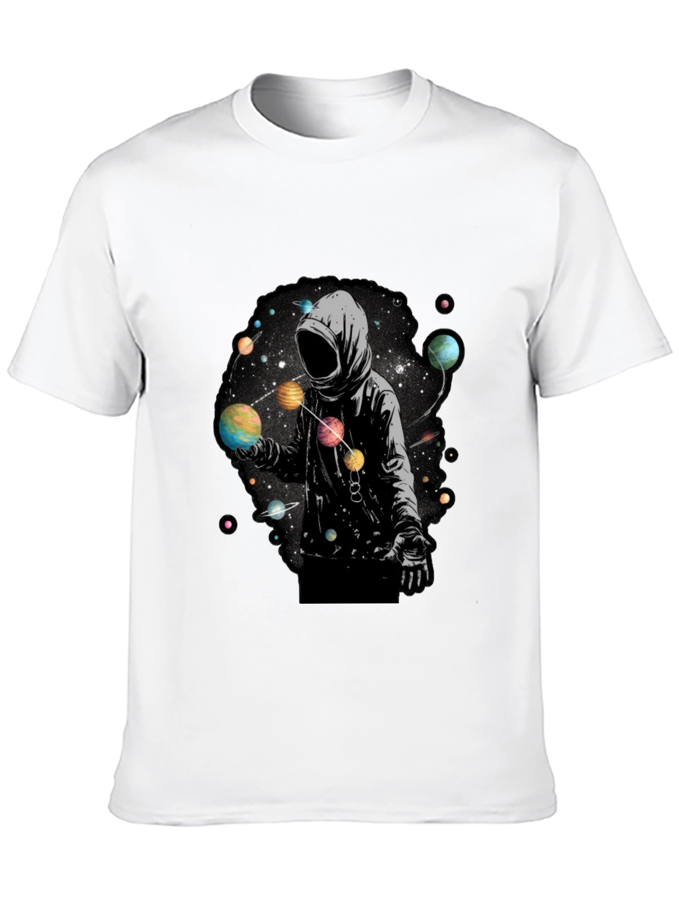 Cosmic Hoodie Graphic Tee - Black