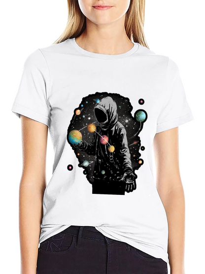 Cosmic Hoodie Graphic Tee - Black