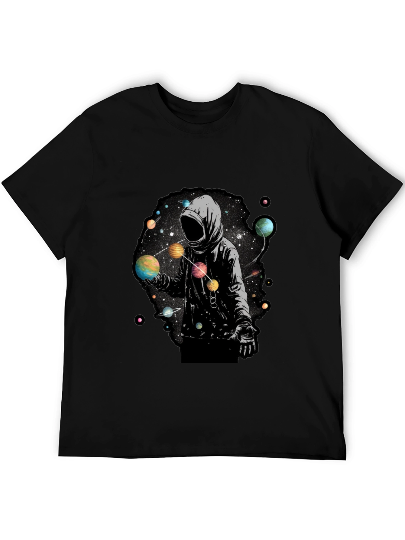 Cosmic Hoodie Graphic Tee - Black