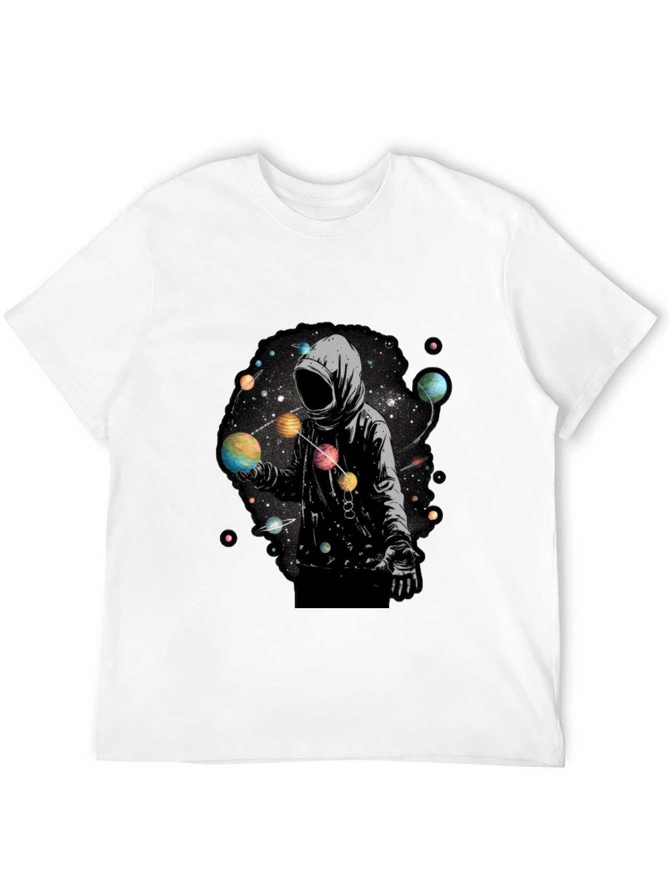 Cosmic Hoodie Graphic Tee - Black