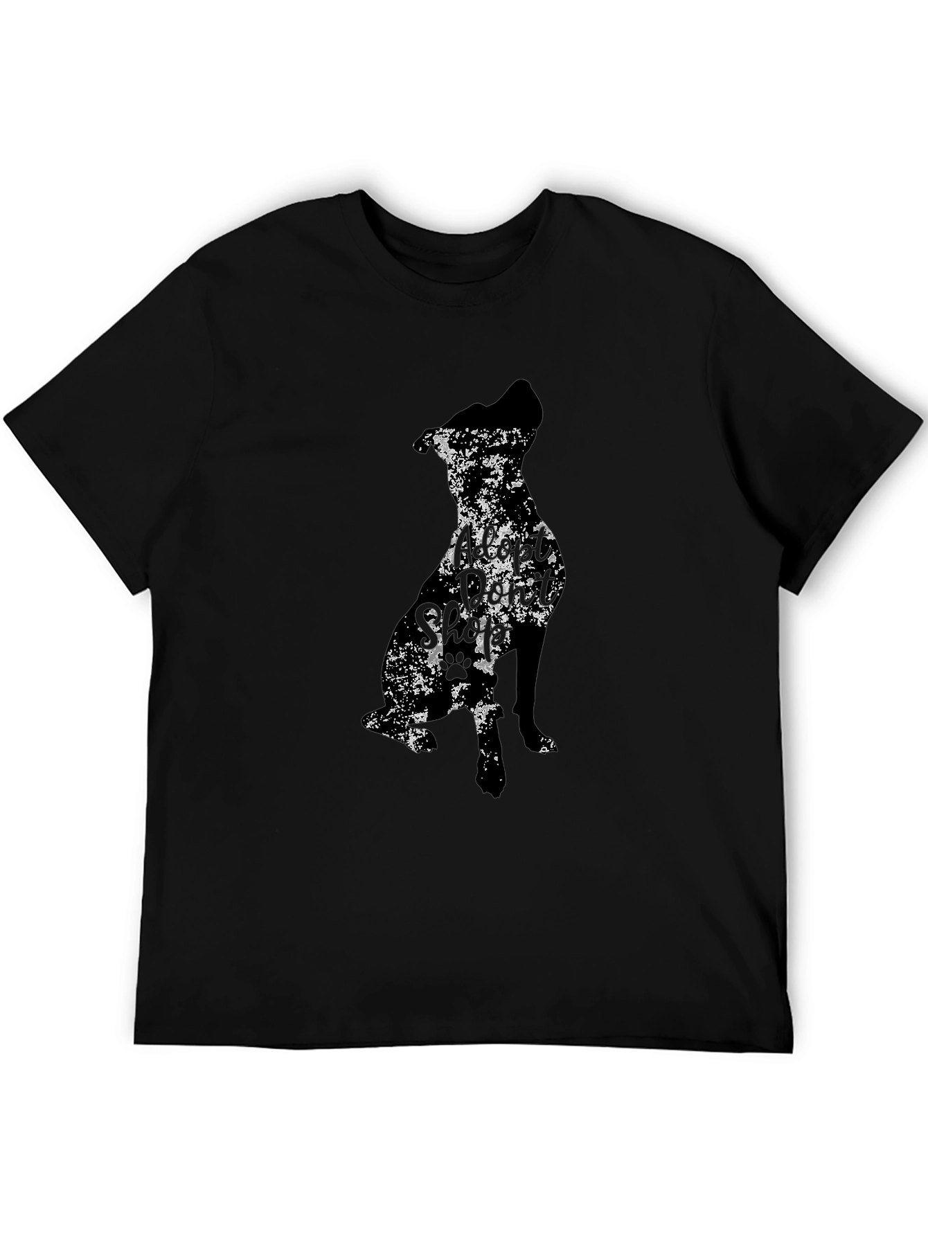 Distressed Dog Silhouette Black T-Shirt