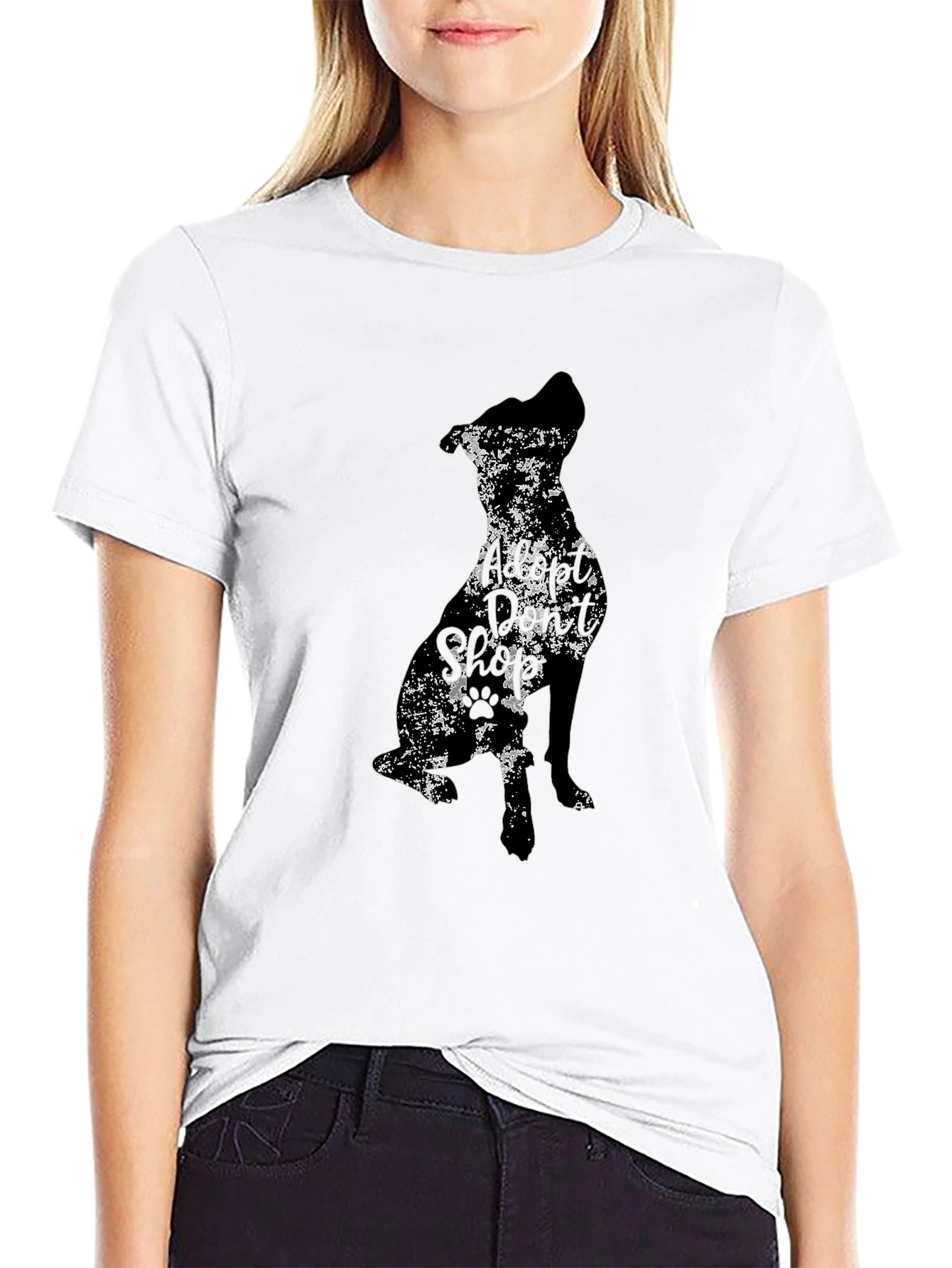 Distressed Dog Silhouette Black T-Shirt