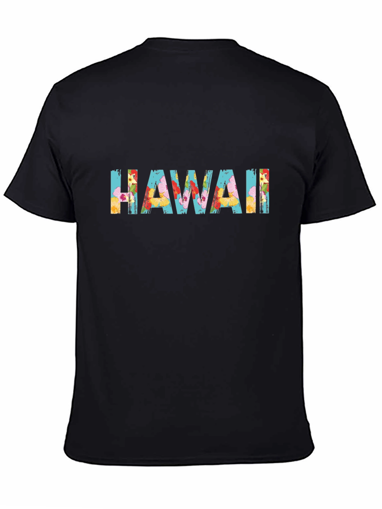 Floral Hawaii Graphic Black T-Shirt