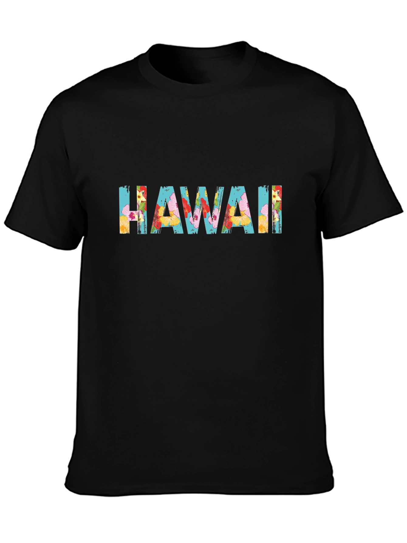 Floral Hawaii Graphic Black T-Shirt
