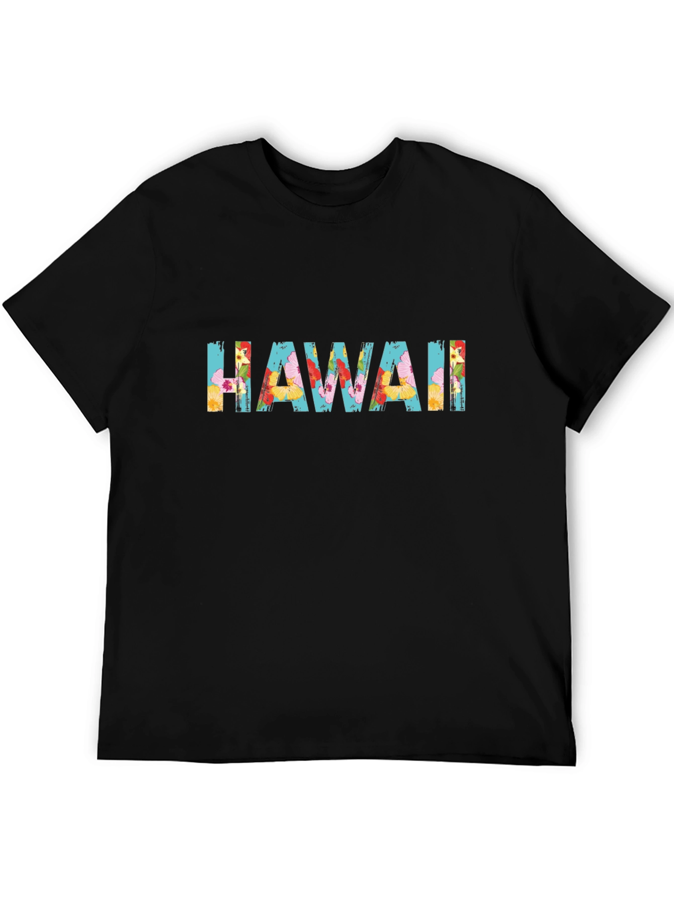Floral Hawaii Graphic Black T-Shirt