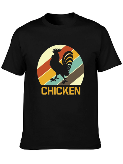 Retro Chicken Graphic T-Shirt - Black