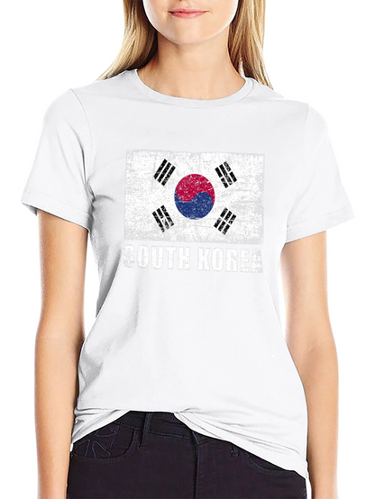 South Korea Flag Graphic Tee - Distressed Design