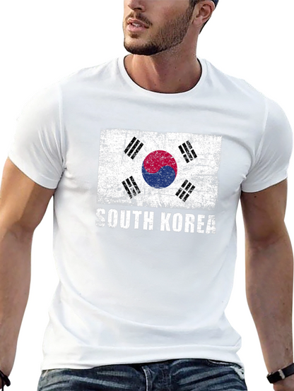 South Korea Flag Graphic Tee - Distressed Design