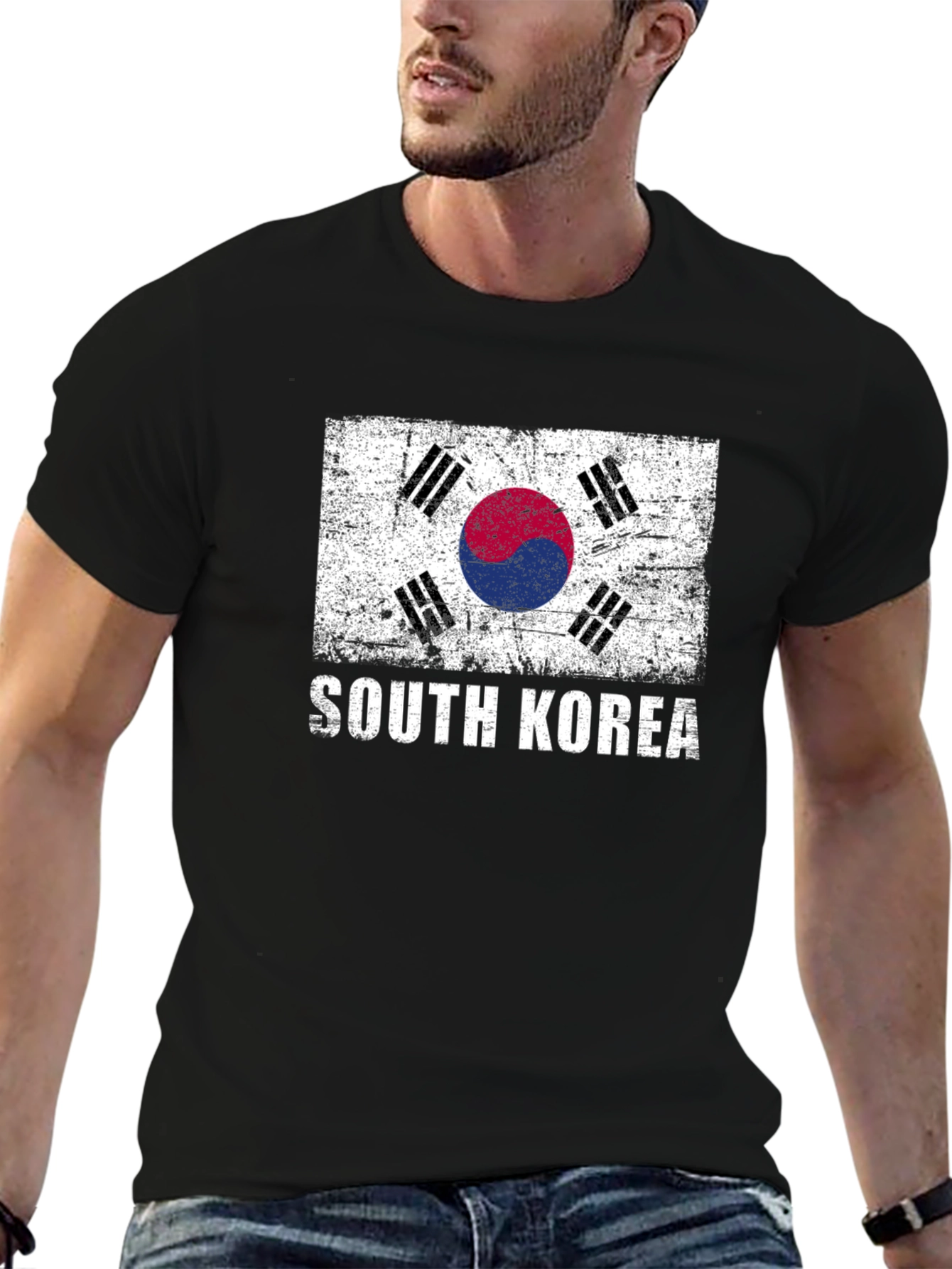 South Korea Flag Graphic Tee - Distressed Design