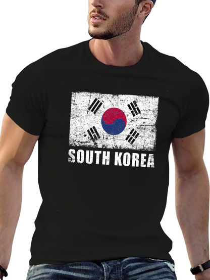 South Korea Flag Graphic Tee - Distressed Design
