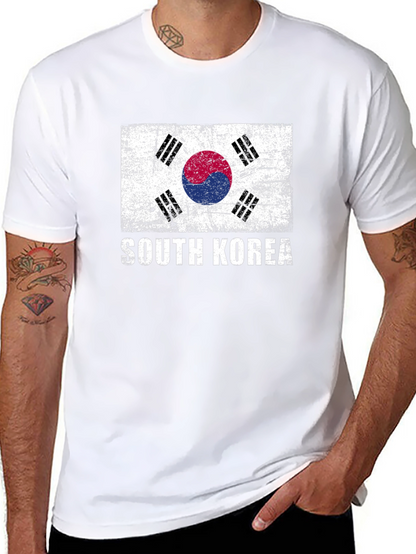 South Korea Flag Graphic Tee - Distressed Design