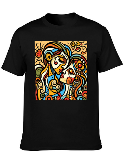Abstract Kiss Graphic Tee - Bold Design