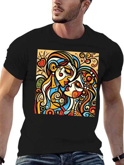 Abstract Kiss Graphic Tee - Bold Design