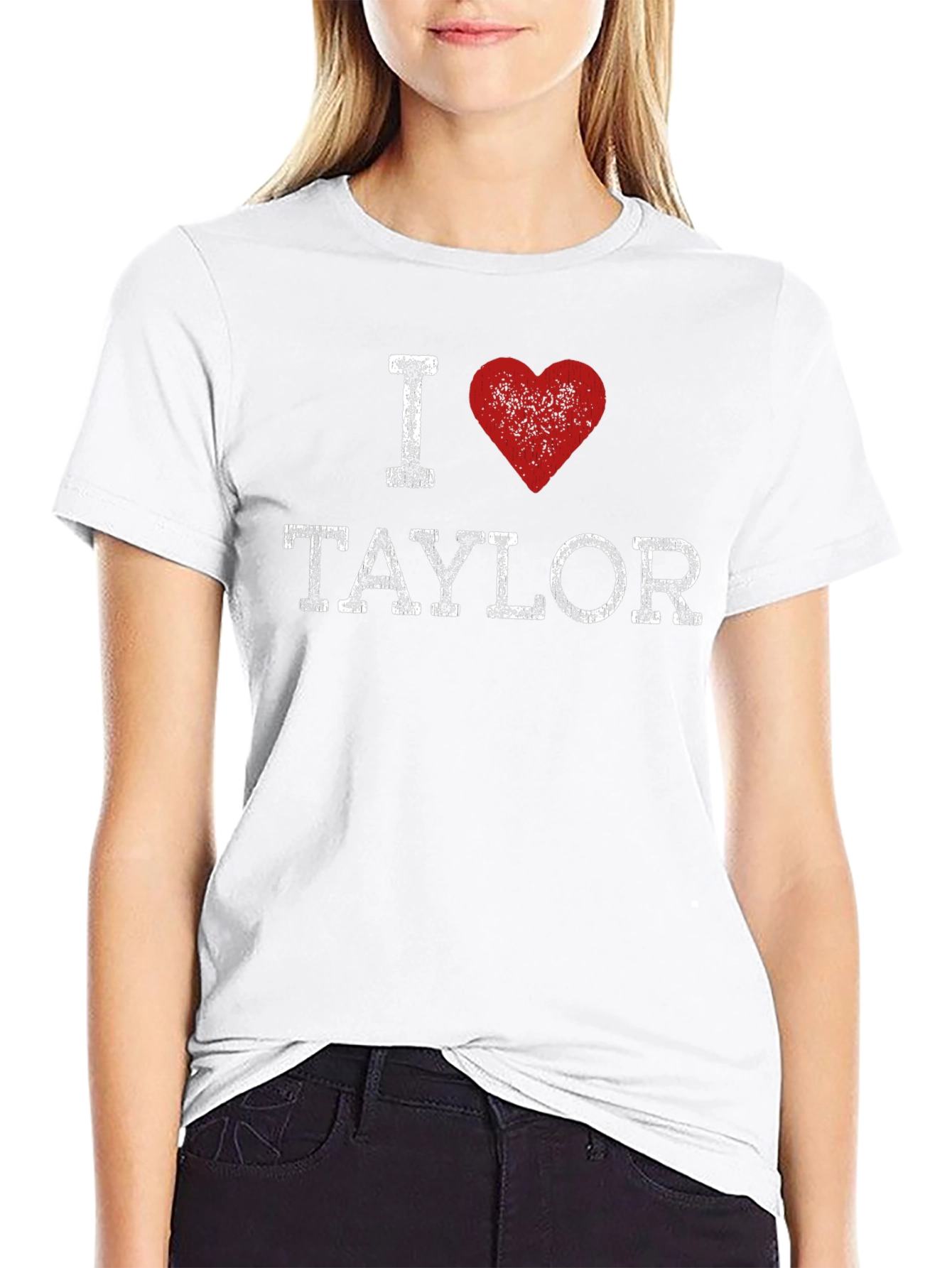 I Heart Taylor Distressed Graphic Tee - Black