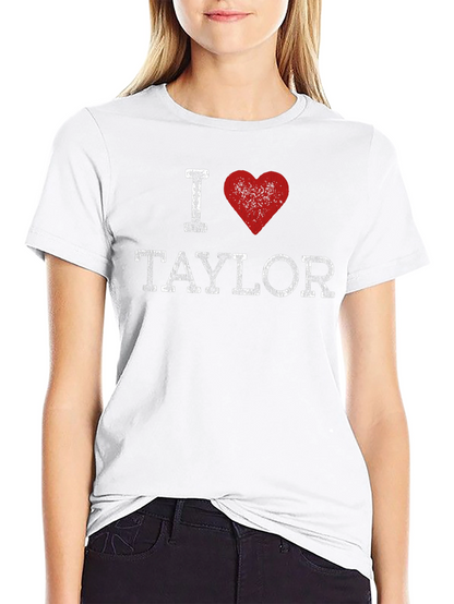 I Heart Taylor Distressed Graphic Tee - Black